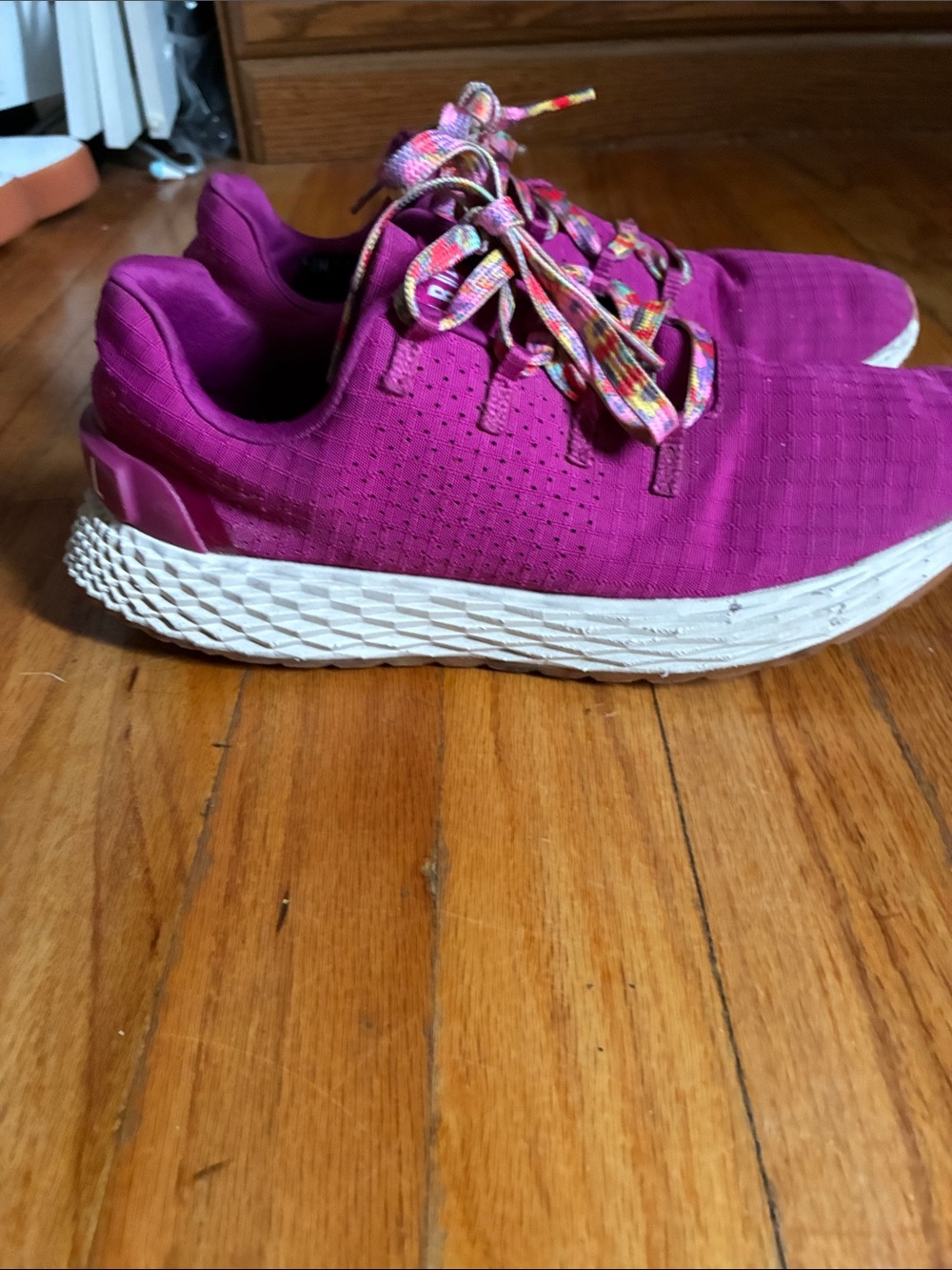 NOBULL Women's Magenta Athletic Sneakers with Multicolor Laces
